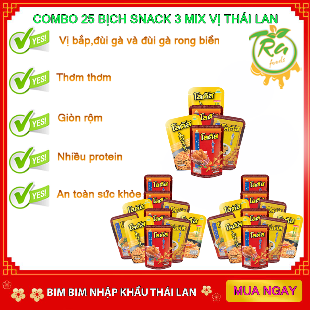 HCMcombo 25 Snack Thái Lan Bim bim đùi gà vị rong biển và tăm vị bắp thơm