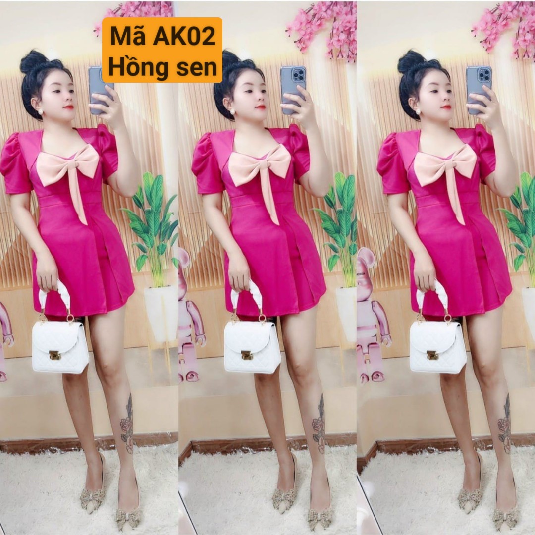 SÉT ĐẦM KÈM QUẦN-PHỐI NƠ DỄ THƯƠNG.MÃ AK02