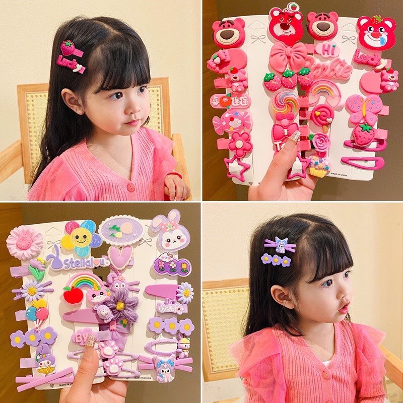 Vỉ 14c cặp tóc , kẹp tóc gấu lotso cho bé dễ thương