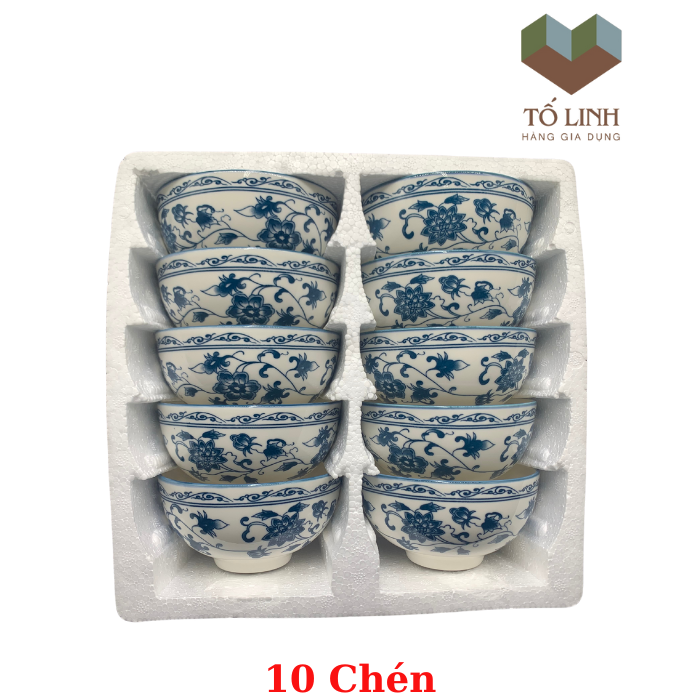 Bộ 10 chén cơm gốm sứ hoa cổ làm quà tặng,chén cơm gốm sứ,bát gốm sứ ăn cơm