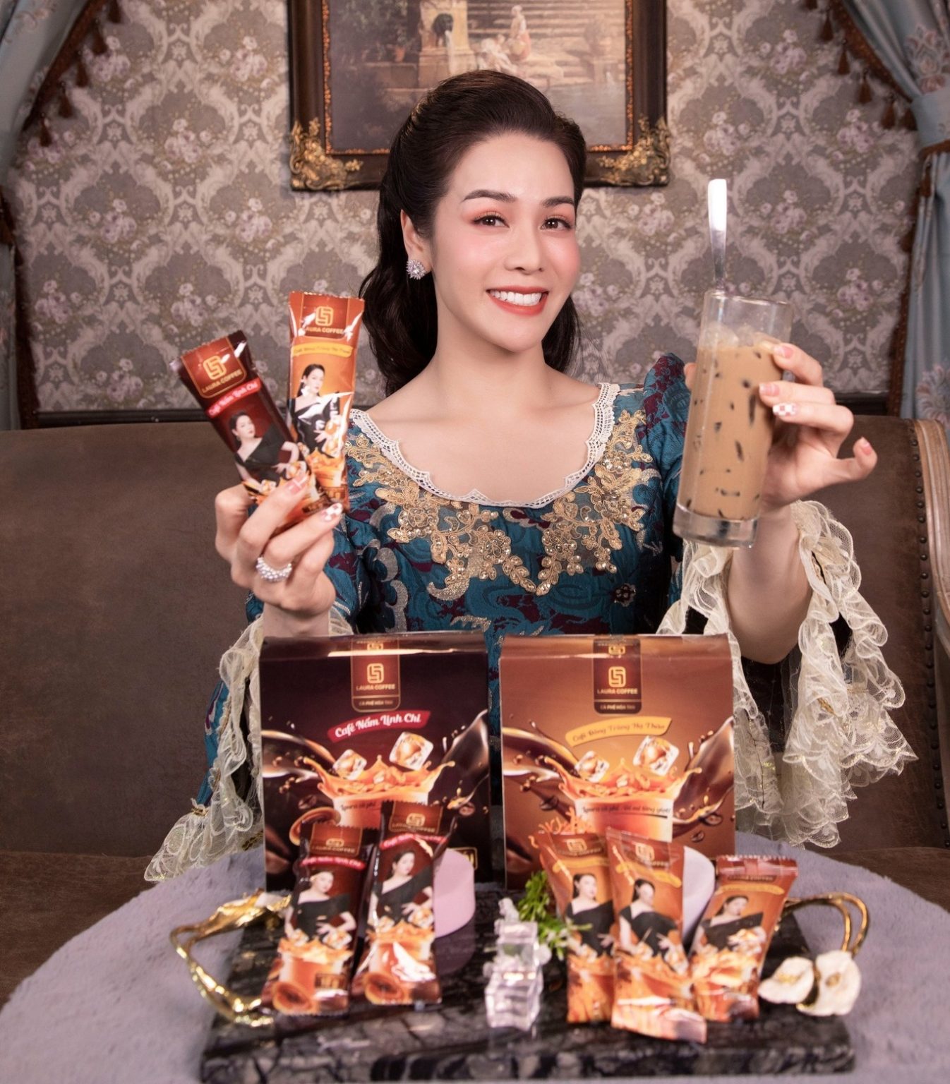Cà phê nhật kim anh nấm linh chi - đông trùng hạ thảo - laura coffee - laura sunshine