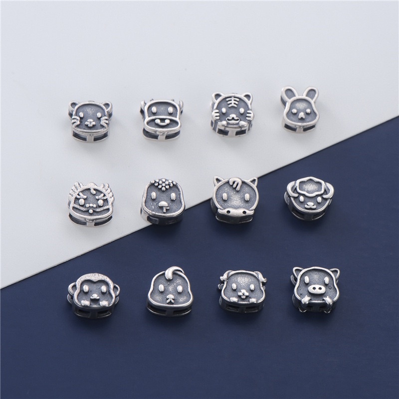 [MẪU MỚI] [S925] Charm bạc 3D xỏ ngang 12 con giáp - MH744