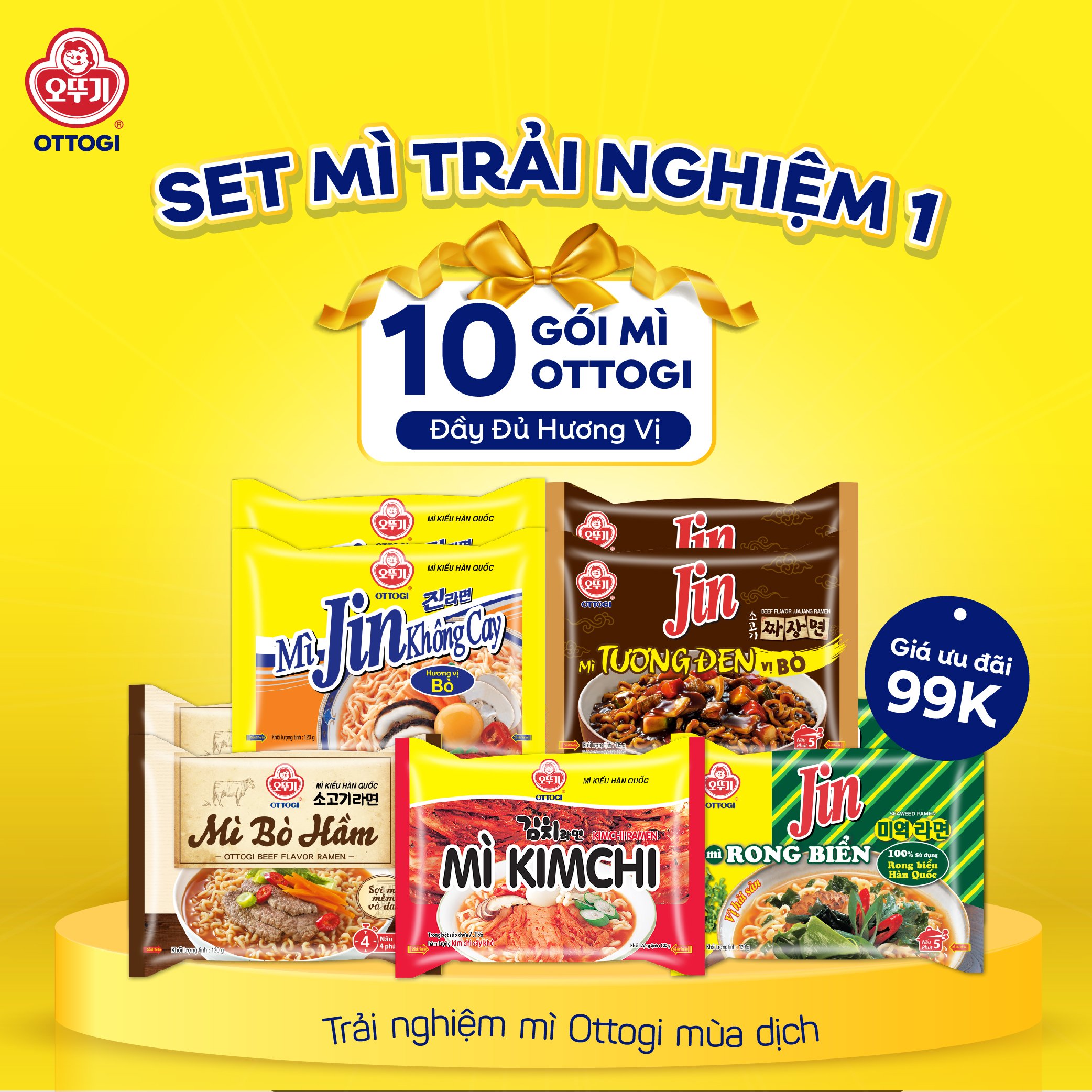 [Set Mì Trải Nghiệm 10 gói] Mì Hàn Quốc Otoki đầy đủ hương vị