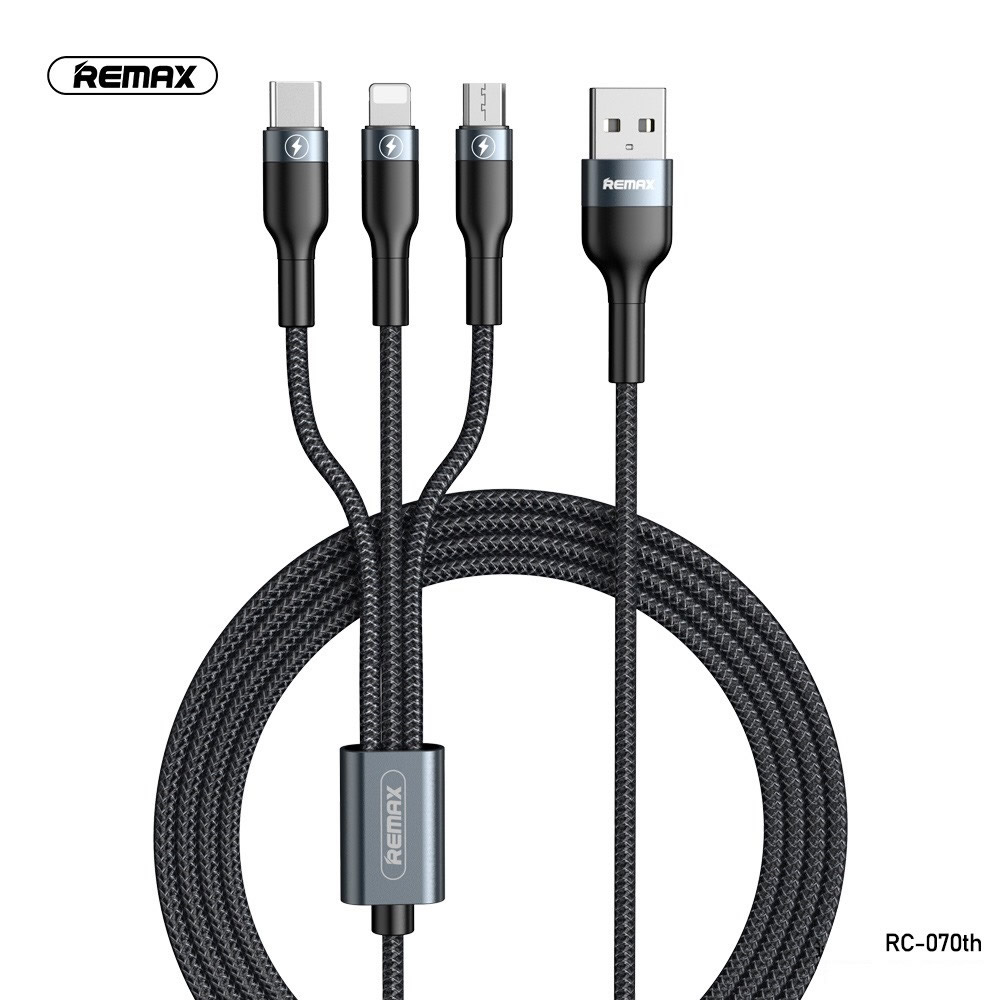 CÁP SẠC REMAX 3 đầu CỔNG RC-070TH MICRO, LIGHTNING, TYPE C