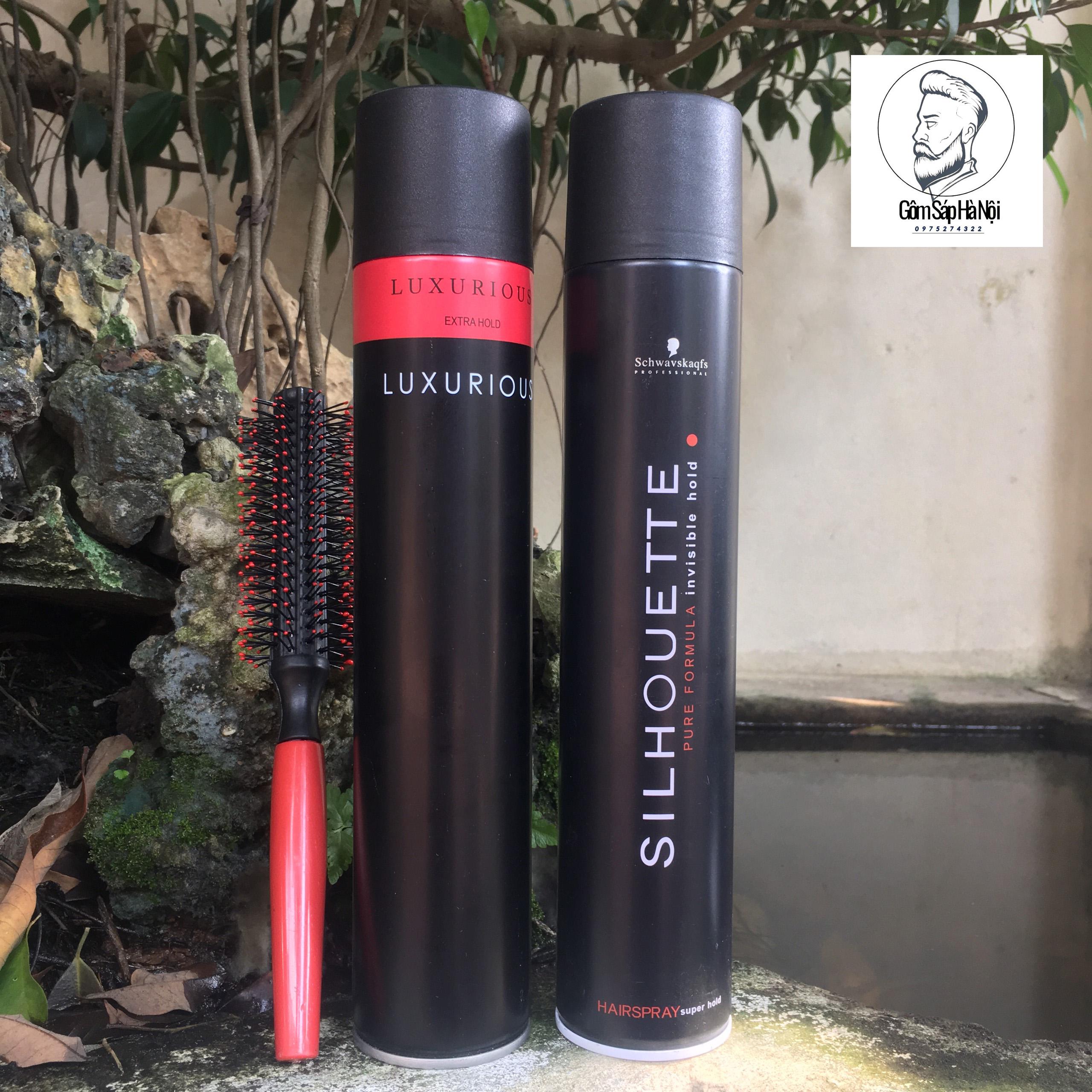 Combo gôm xịt tóc silhouette 400ml + gôm xịt tóc luxurious 400ml + lược