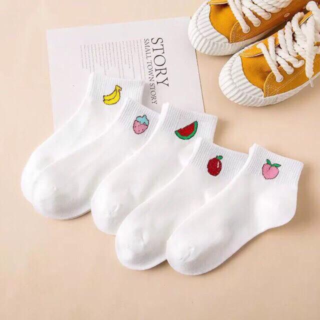 COMBO 5 ĐÔI TẤT VỚ TRẮNG TRÁI CÂY