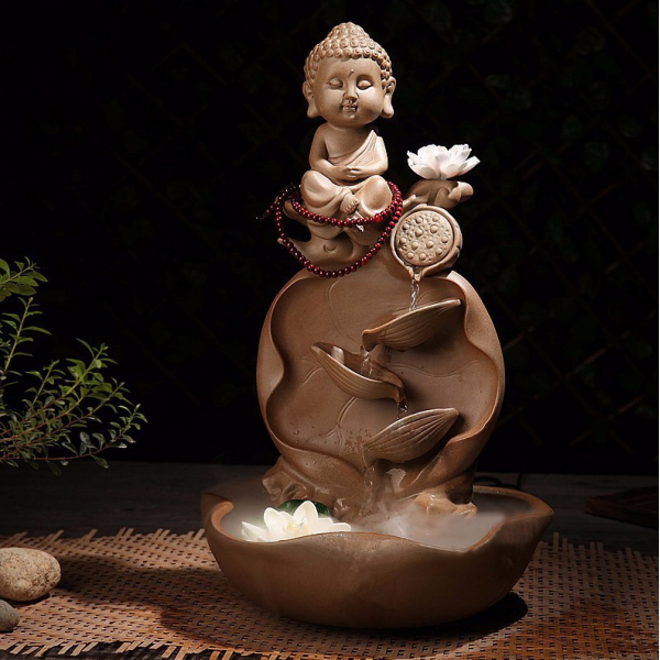 Thác nước phong thủy tượng phật tọa góc thác - Jassi Decor