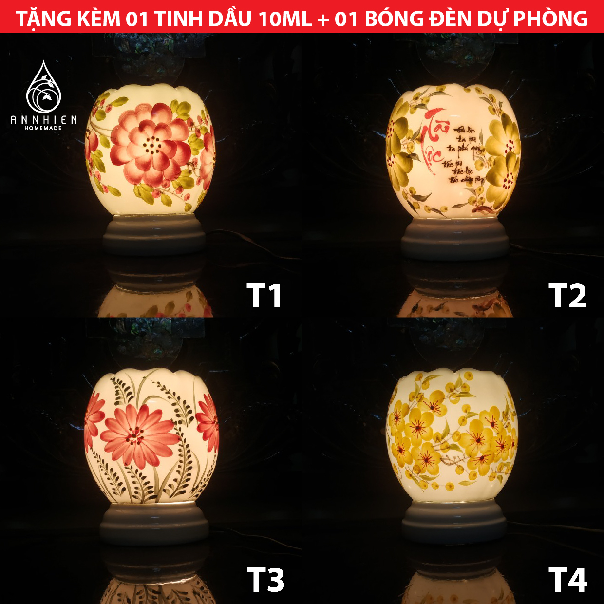 Đèn xông tinh dầu bát tràng cỡ trung
