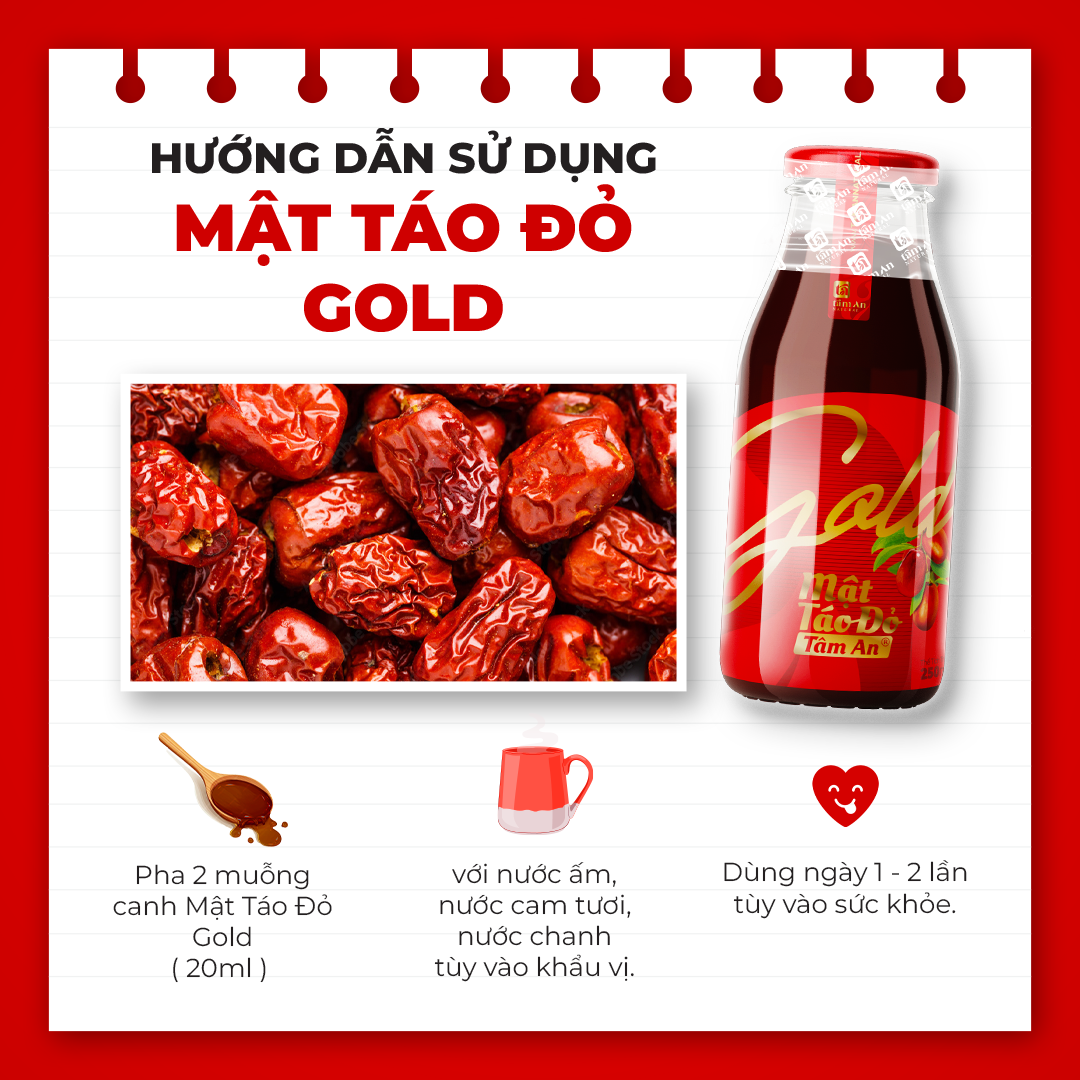 MẬT TÁO ĐỎ TÂM AN NHÂN SÂM GOLD 250ml