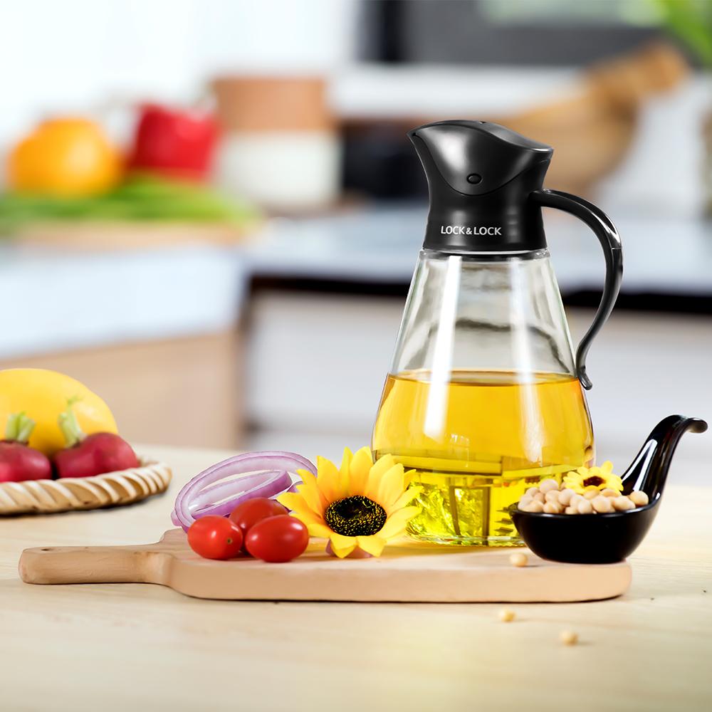 CKO101 - Bình Đựng Dầu thủy tinh với Nắp Mở Tự Động Lock&Lock 550ml Hàng chính hãng - Giới hạn 5 sản phẩm/khách hàn
