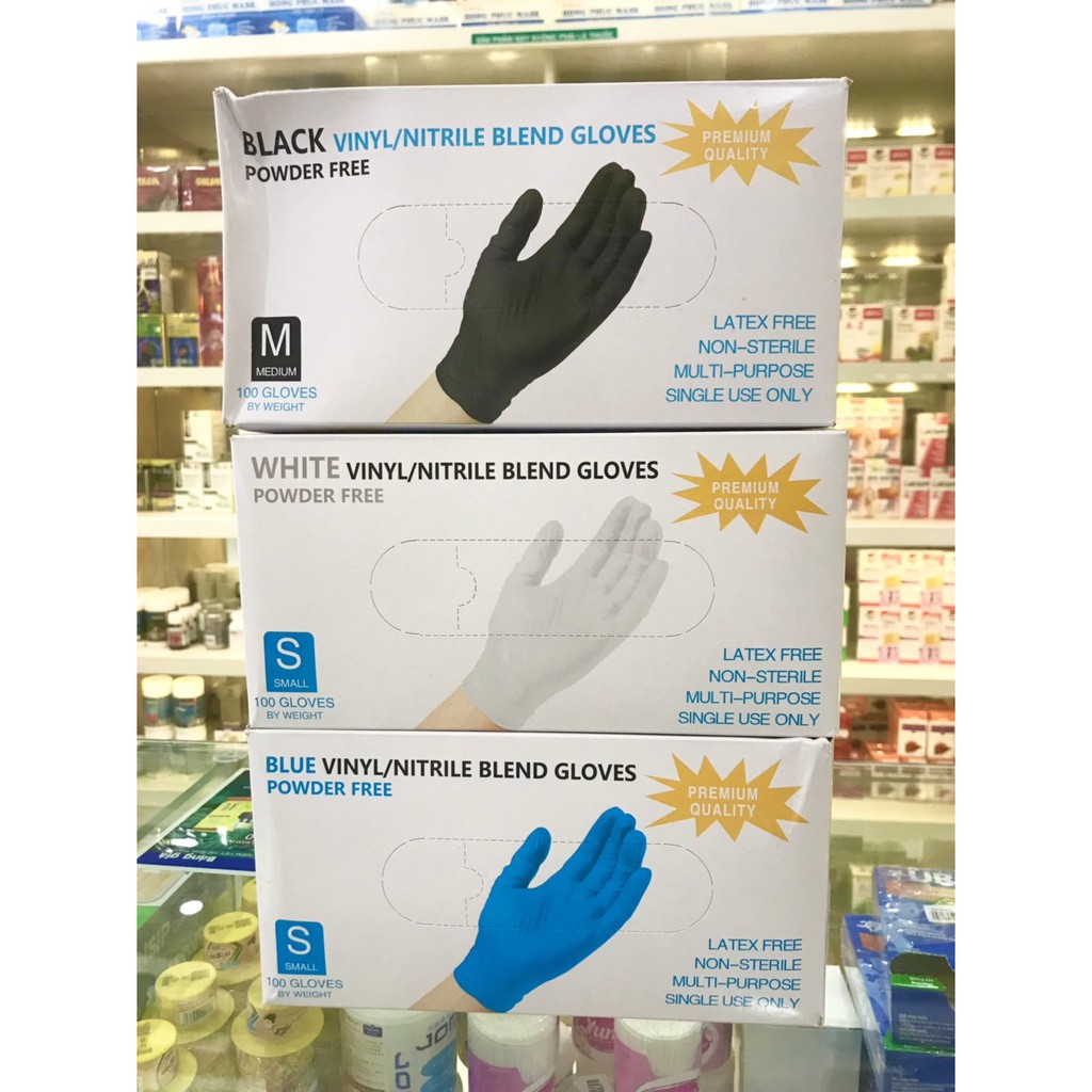 Găng tay Vinyl/Nitrile Không bột ( hộp 100 chiếc)