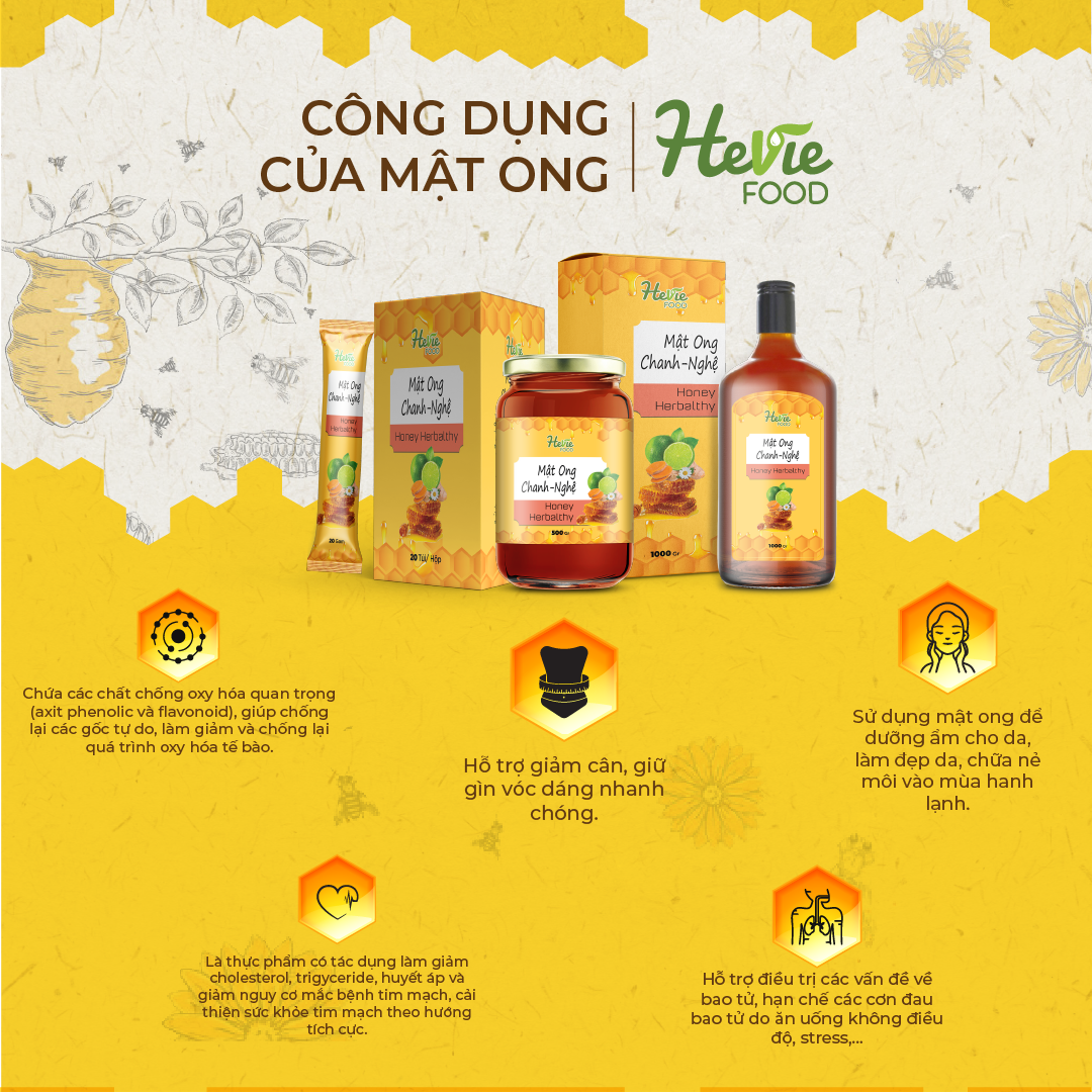 Mật ong Chanh Nghệ Curcumin Immuneboost HeVieFood.