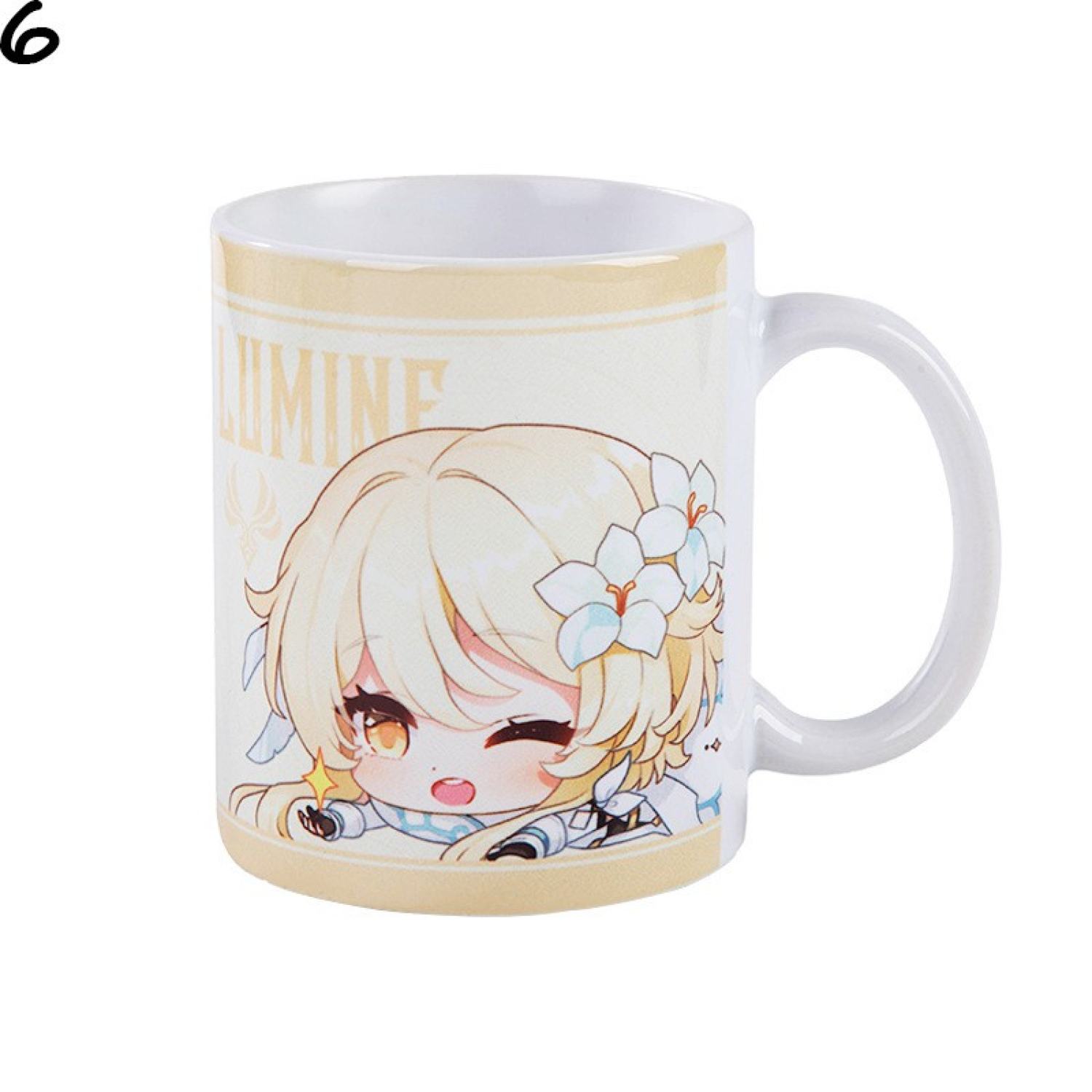 Cốc sứ trắng IN HÌNH Genshin Impact ver nằm game anime chibi xinh xắn tiện lợi