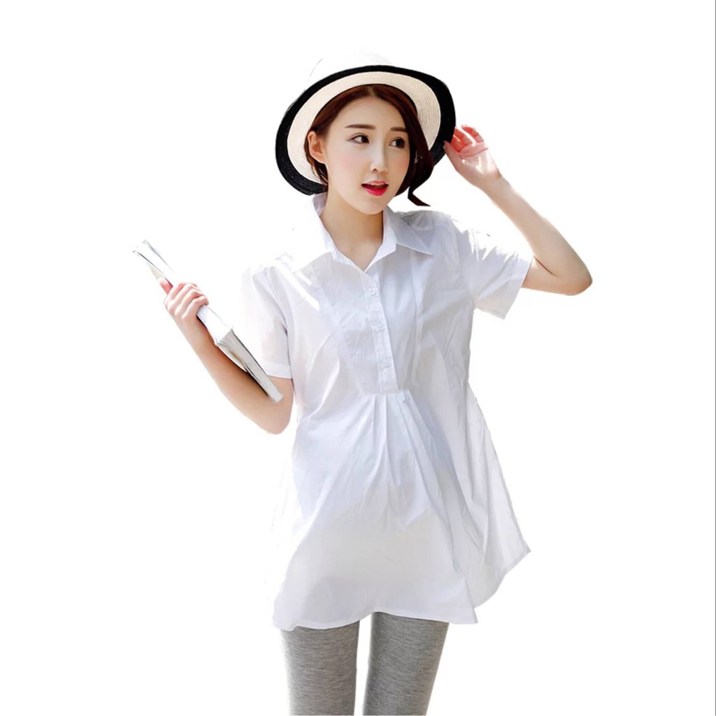 [Có ảnh thật] Áo bầu sơ mi trắng - Áo bầu công sở đẹp A12
