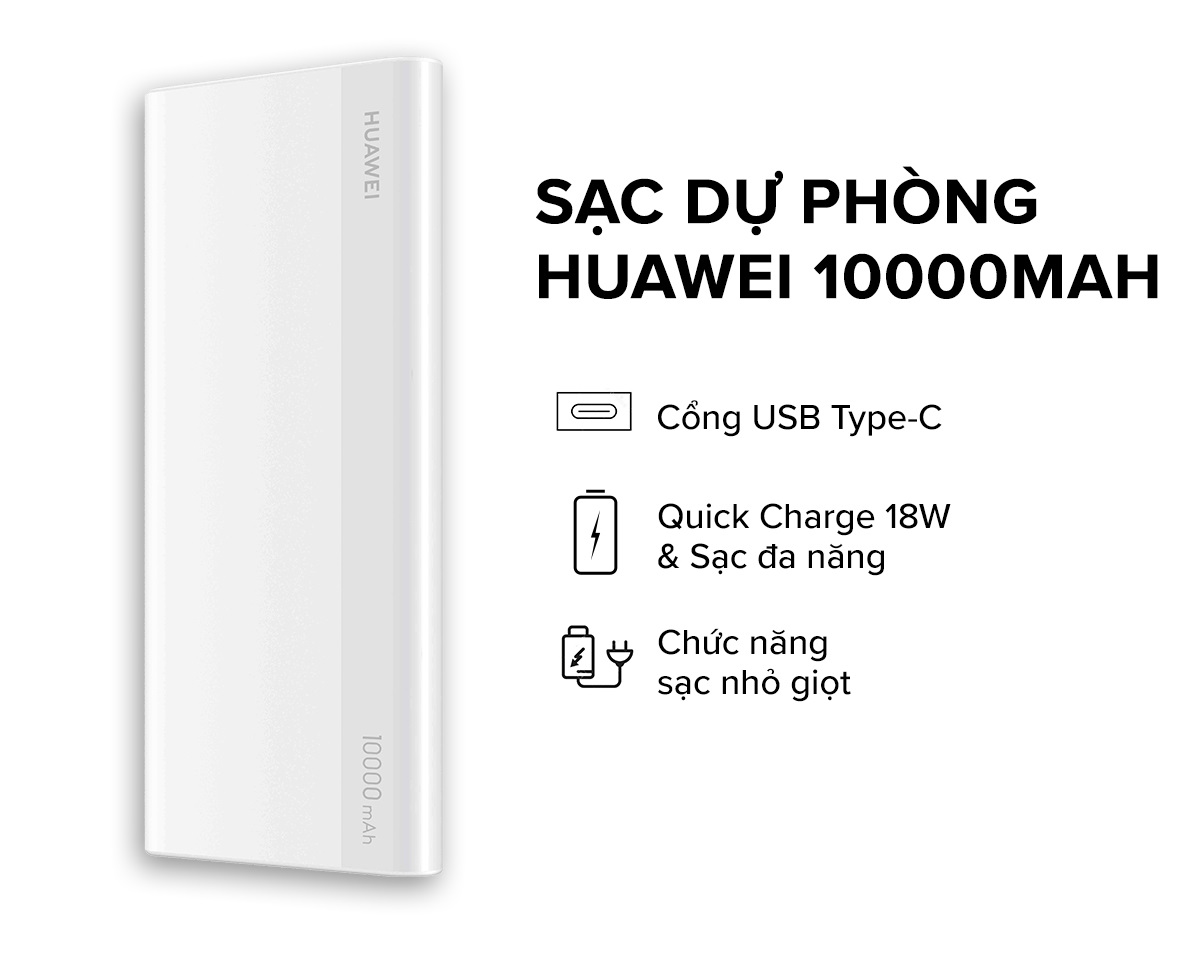 Sạc dự phòng Huawei CP11QC 10.000mAh - Sạc nhanh 18W...