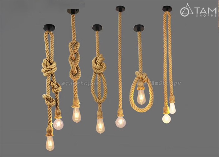Đèn thả trần dây thừng sợi treo đơn giản fe-đttdt-04 - đèn thả trần dây thừng sợi treo đơn giản