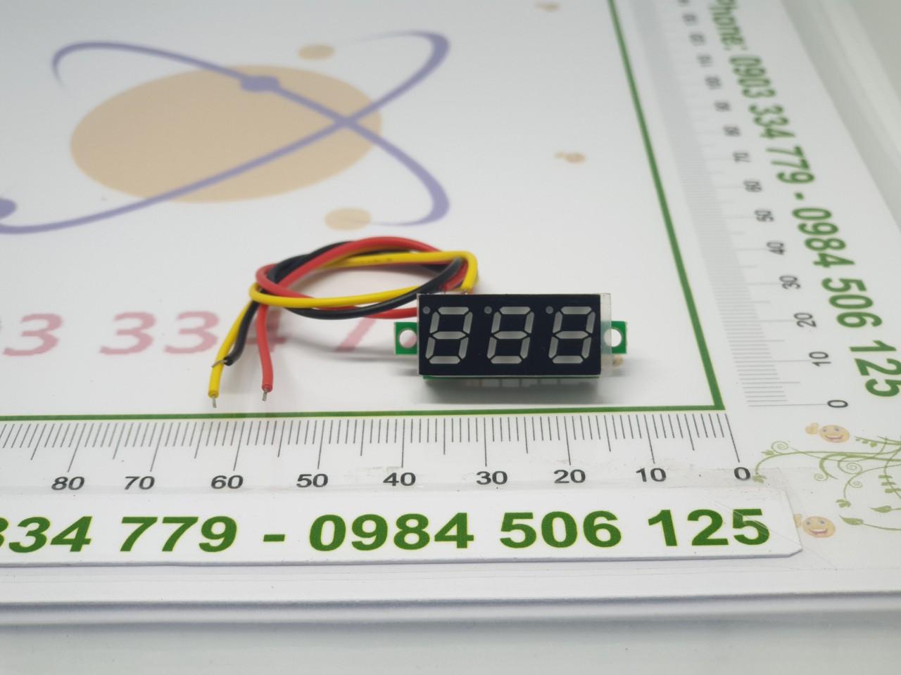 Đồng hồ đo vôn 0-100V DC mini 3 dây - xanh lá