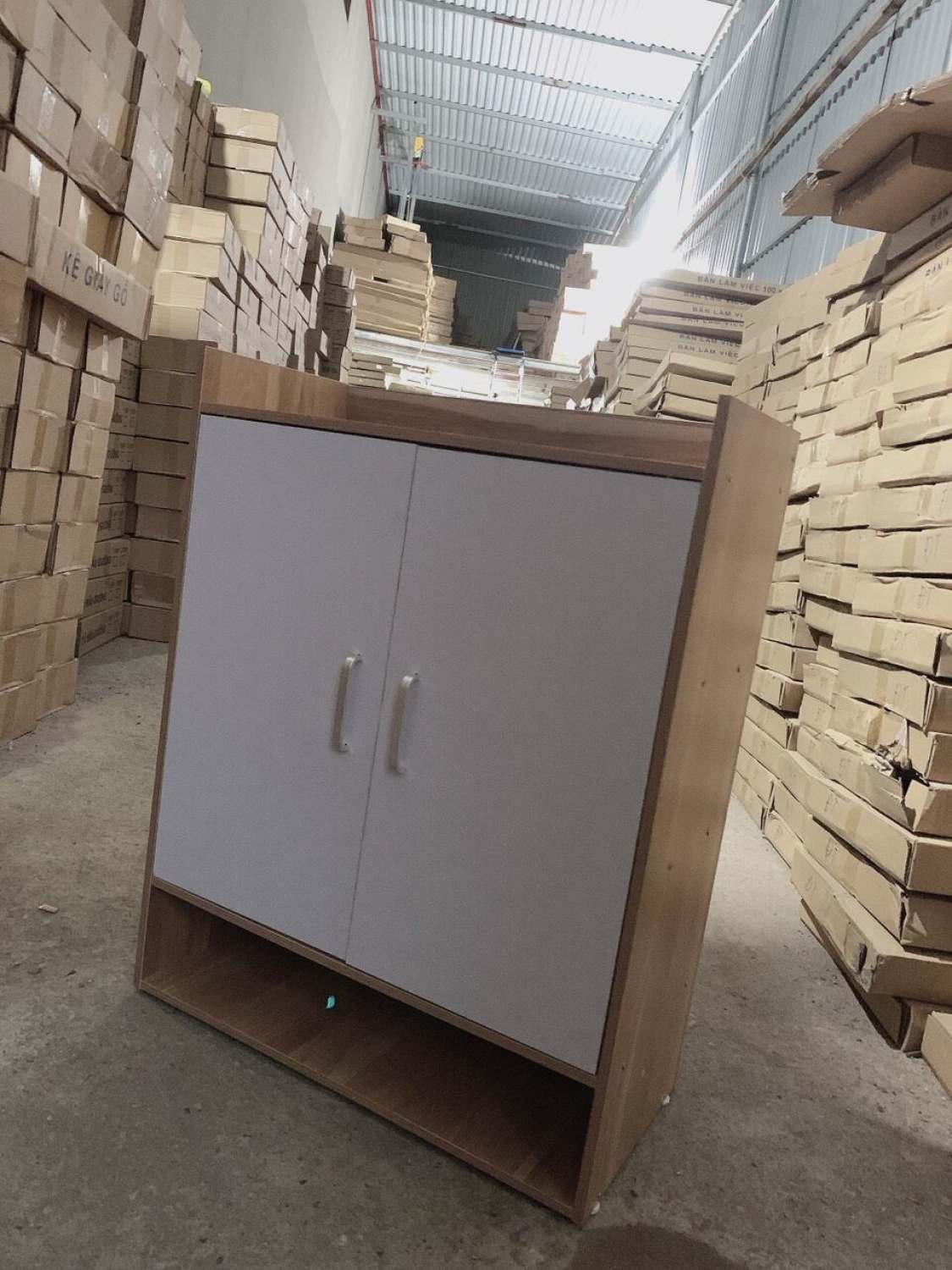 [HCM] Tủ giày 2 ngăn cánh trắng gỗ mdf bền đẹp