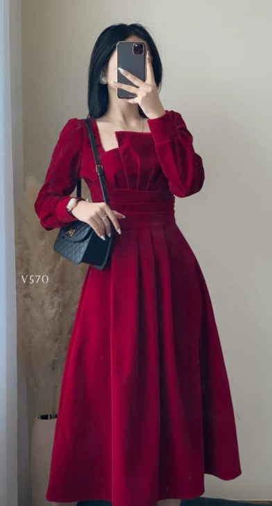 Đầm dự tiệc xòe tay phồng cách điệu