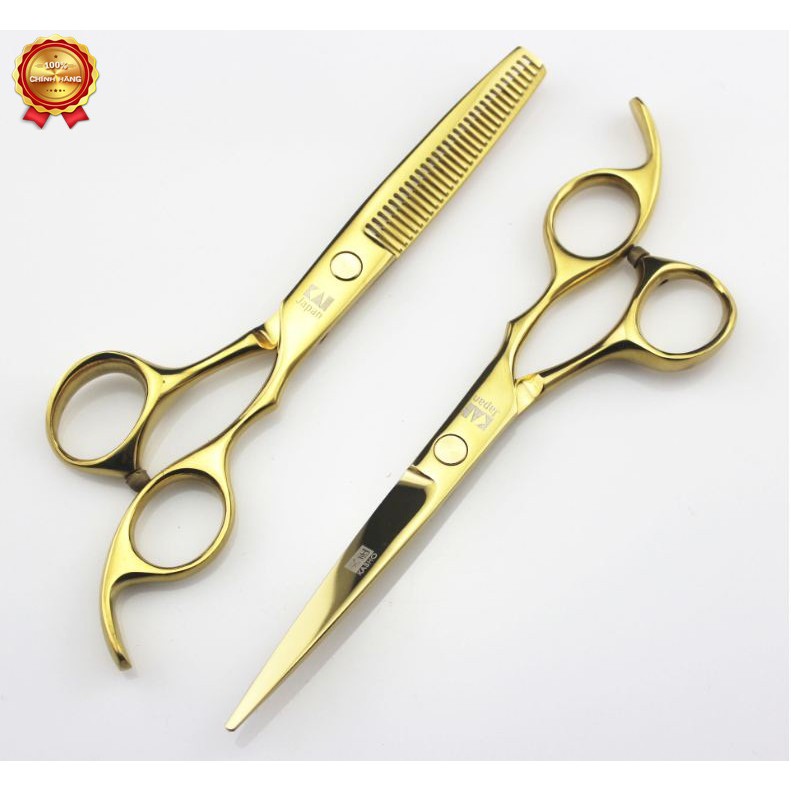 Bộ kéo cắt tóc Kasho HA 05 vàng (mua bộ kéo được tặng 1 bao da 1 chỉnh kéo 1 dầu tra 1 lược toni guy)