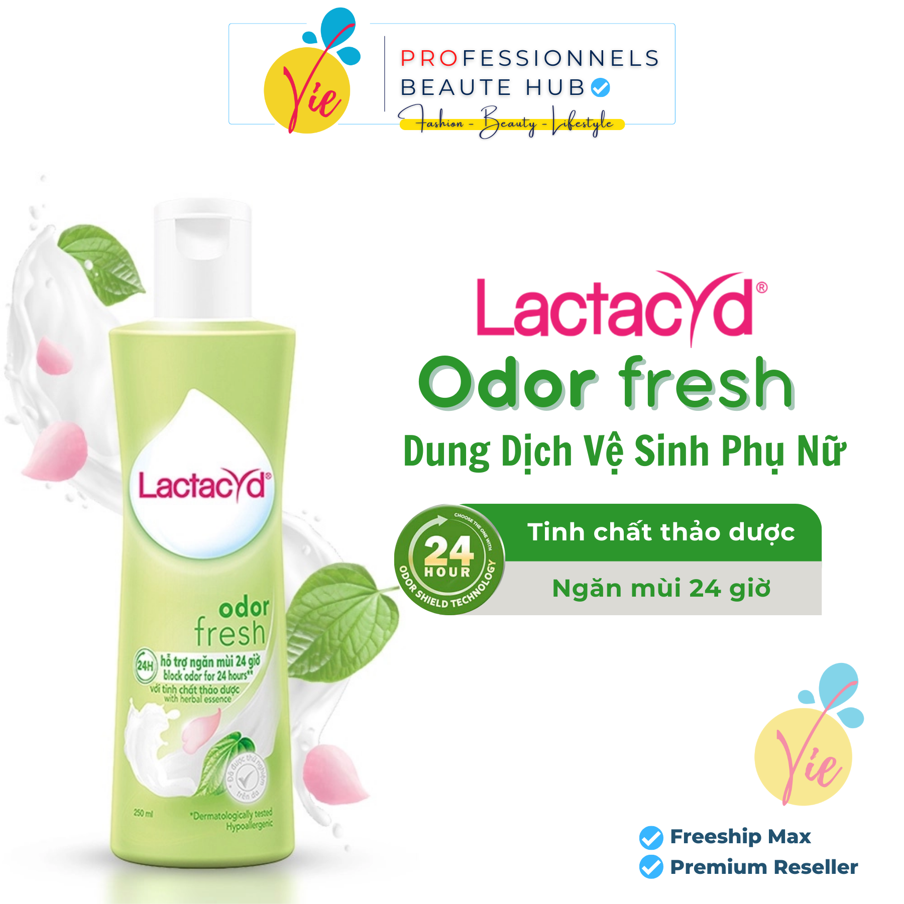 Dung dịch vệ sinh phụ nữ lactacyd odor fresh ngăn mùi 24h 150ml