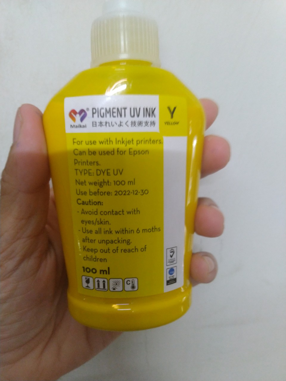Mực Dầu (Pigment UV) chai màu Vàng loại 100ml- Y