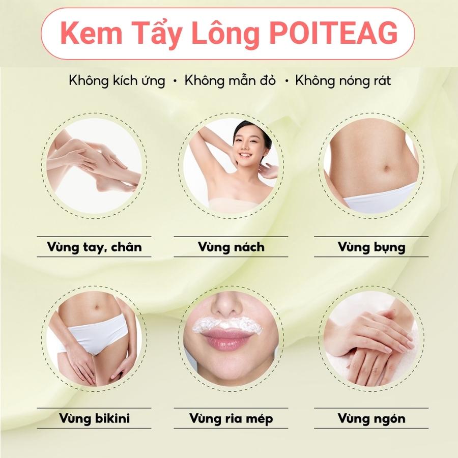 Kem Tẩy Lông Poiteag Dành Cho Da Nhạy Cảm, An Toàn Hiệu Quả Bất Chấp Các Loại Lông Không Đau Rát 60g