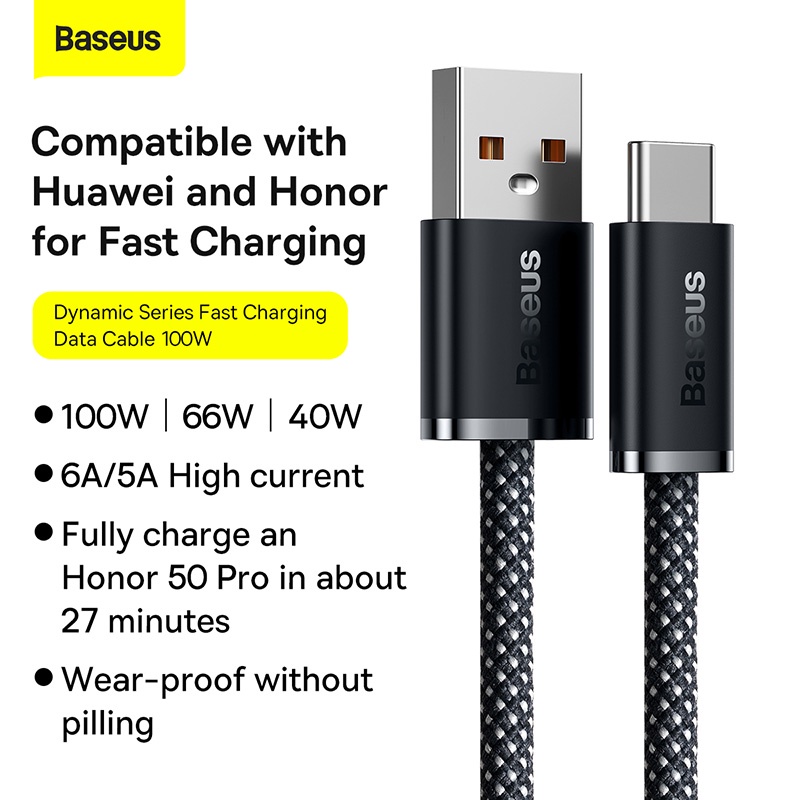 Cáp sạc nhanh Baseus cổng Type-C PD 60W 1 mét -Cáp sạc Baseus Dynamic Series Fast Charging Data Cable USB to Type-C 100W