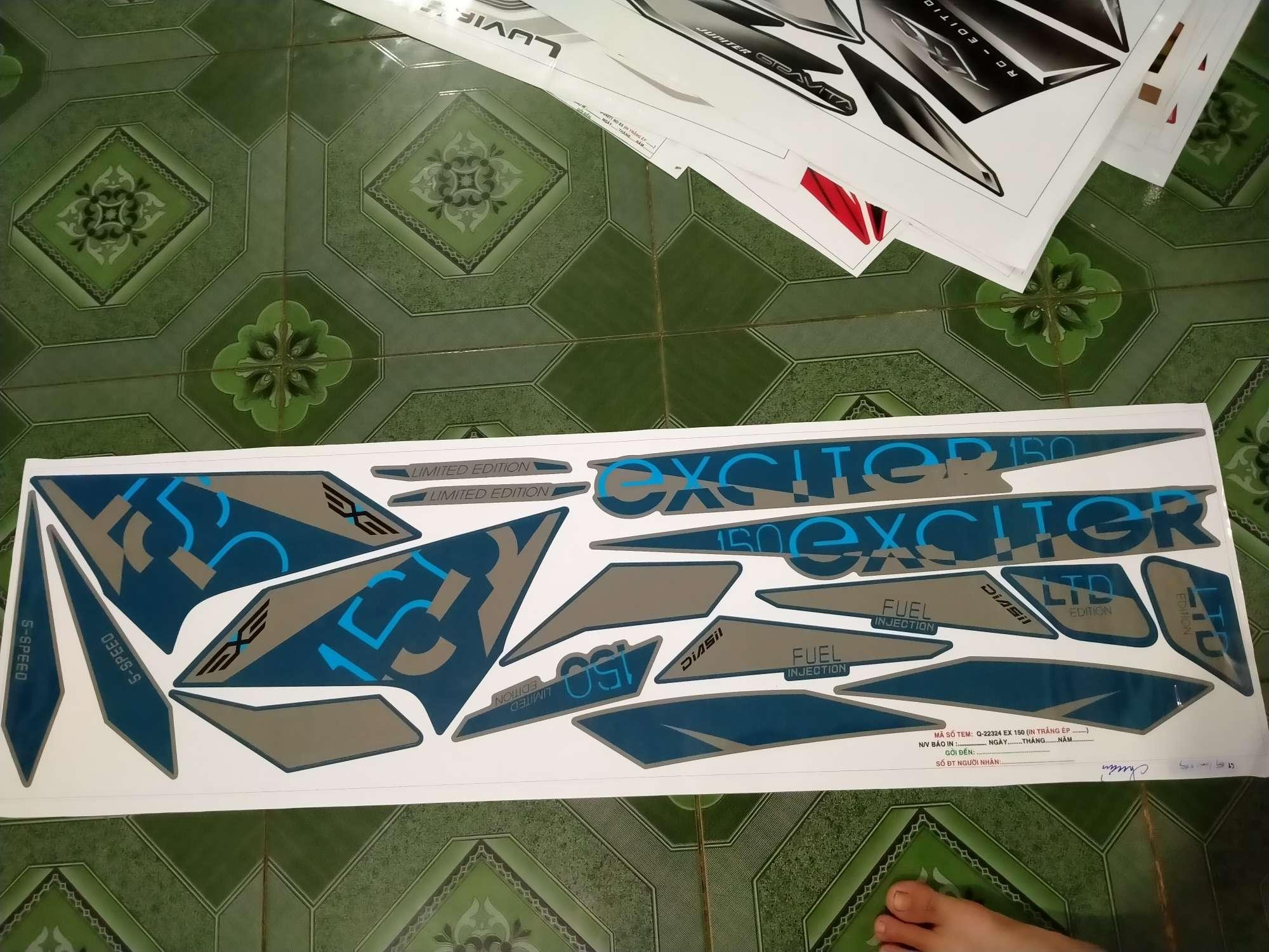 Tem rời dán xe Exciter 150 đặt in