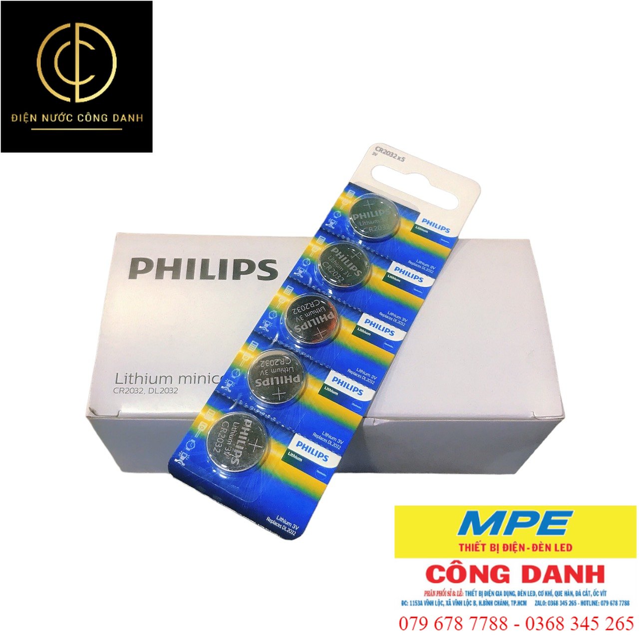 Pin Minicell Philips Lithium CR2032 - 3V: Vĩ 1 Viên (Cmos - CR2032 )