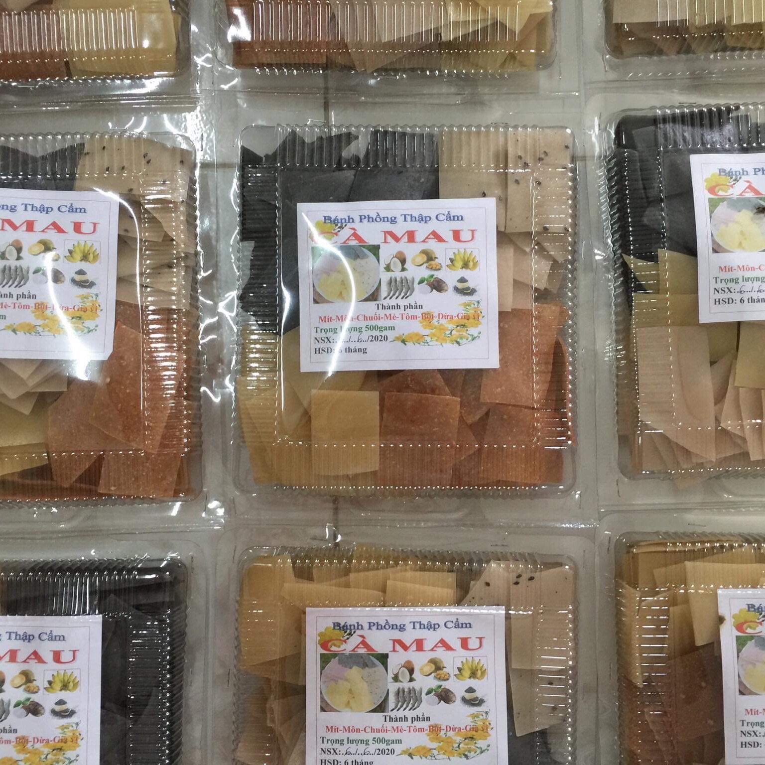 Bánh Phồng Tôm, Chuối, Mít, Môn Mè Đen 1 hộp 500g