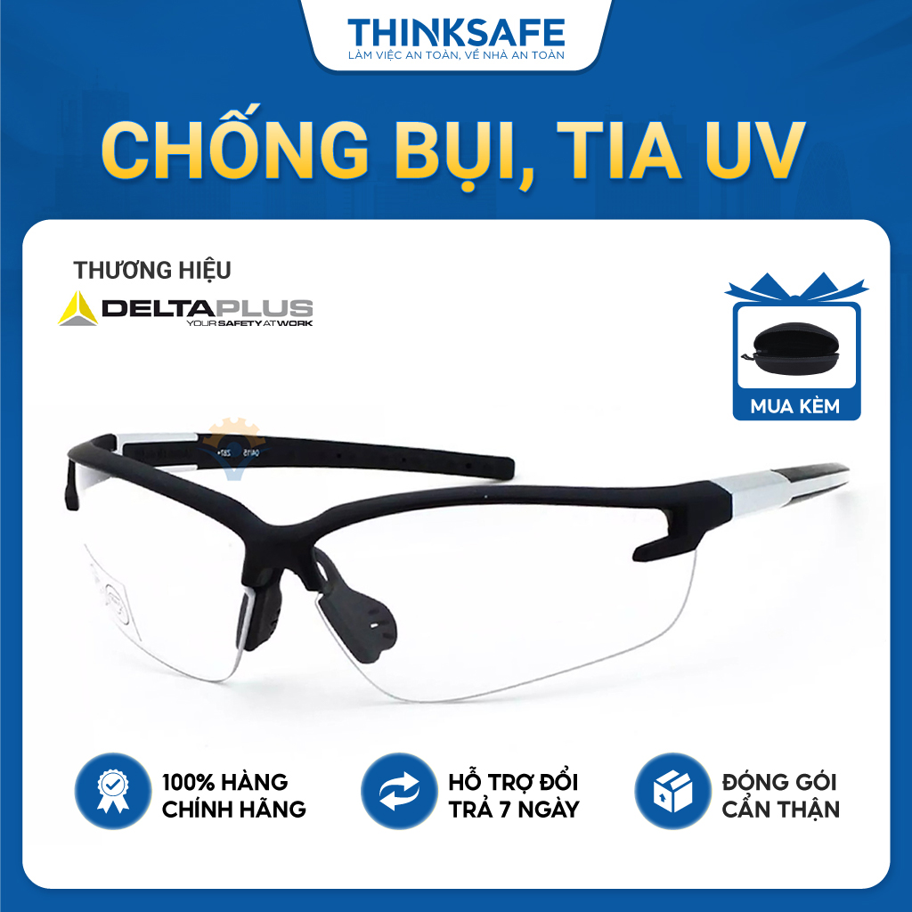 Kính bảo hộ Deltaplus Fuji2 chống bụi, chống tia UV, bảo vệ mắt đa năng, đi đường, lao động Kính chống bụi - Thinksafe