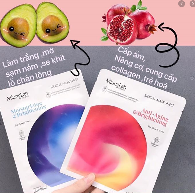 Mặt Nạ MIUNG LAB Tinh Chất Bơ&Lựu Phiên Bản Mới (Combo 2 miếng)