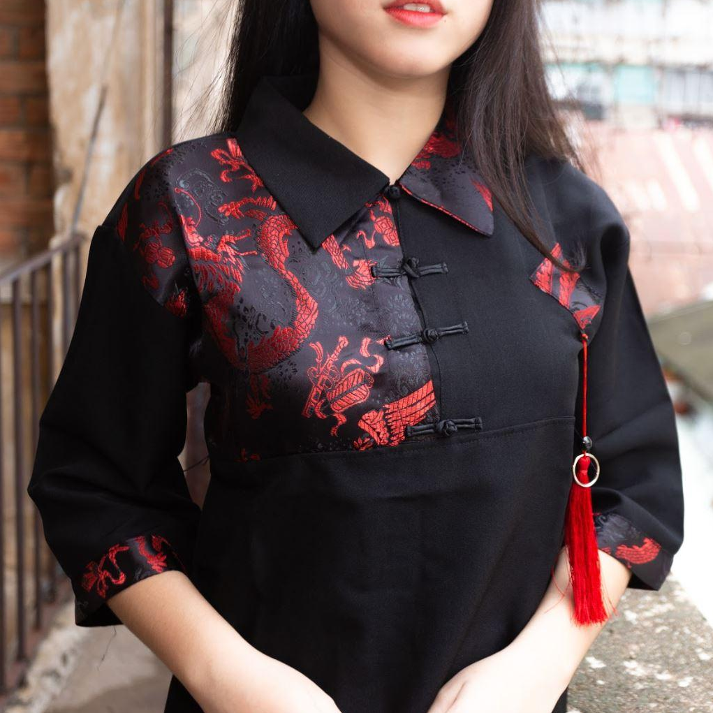 Áo Shanghai mix Gấm Rồng