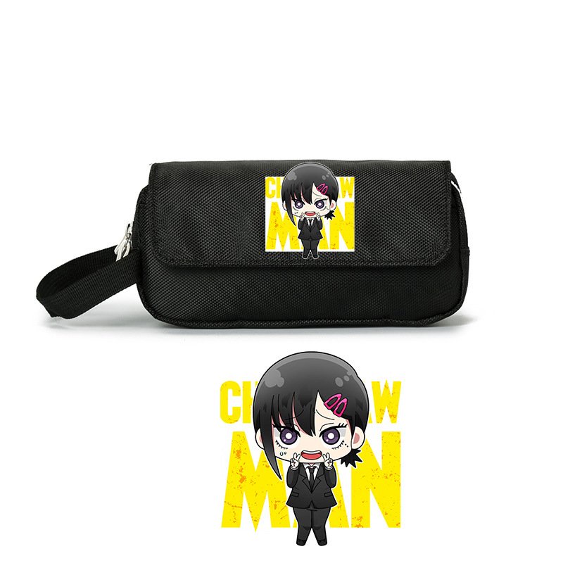 Hộp bút vải canvas in hình chainsaw-man thợ săn quỷ ver chữ cute anime chibi đồ dùng học tập xinh xắn