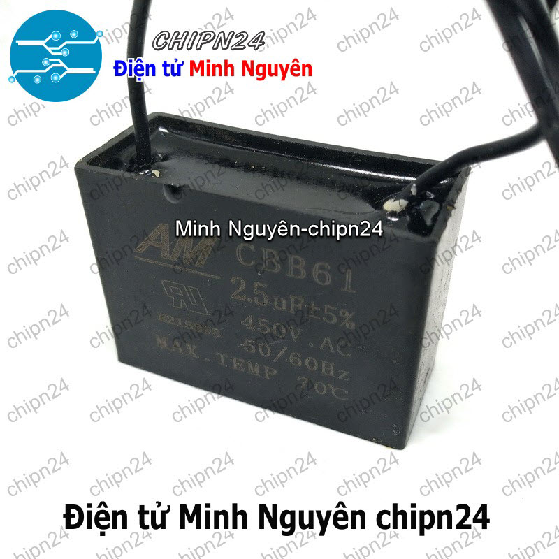 [1 con] (N59) Tụ quạt 2.5uF 450V CBB61 (Tụ đề Kapa, dùng trong quạt điện, động cơ điện nhỏ) - HH004874