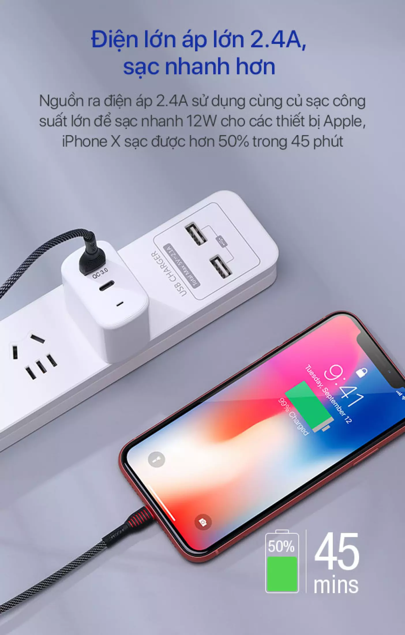 ACOME ASM/C/L010 Cáp Sạc Micro Type-c Lightning Sạc Nhanh 2.4A dài 1 Mét Tương Thích Với Các Dòng Android Samsung Xiaomi Oppo - Hàng Chính Hãng