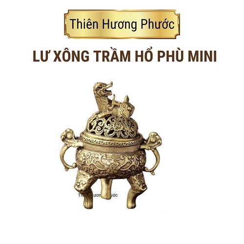 Lư xông trầm hổ phù mini bằng đồng