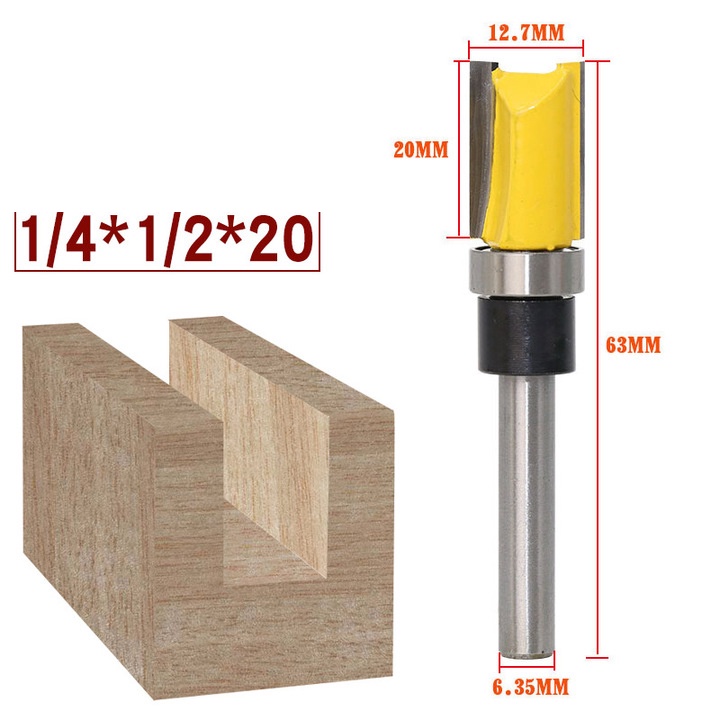 Mũi phay gỗ lấy nền thẳng có bi ngược