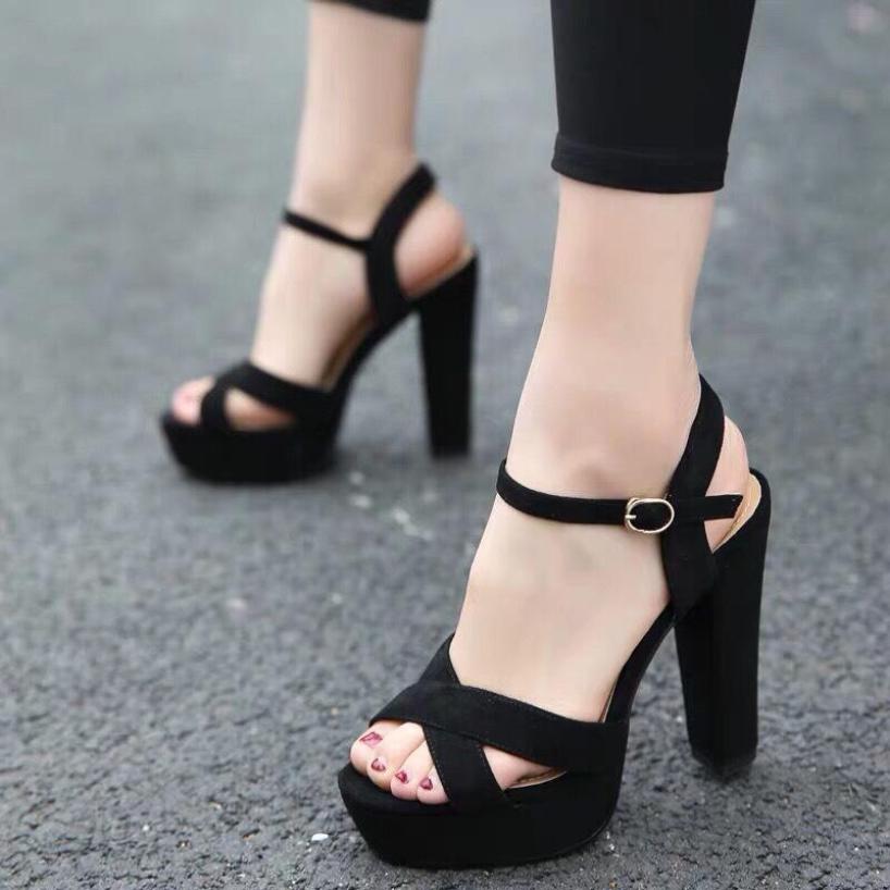 Giày cao gót Sandal đúp 12cm bản chéo giá rẻ