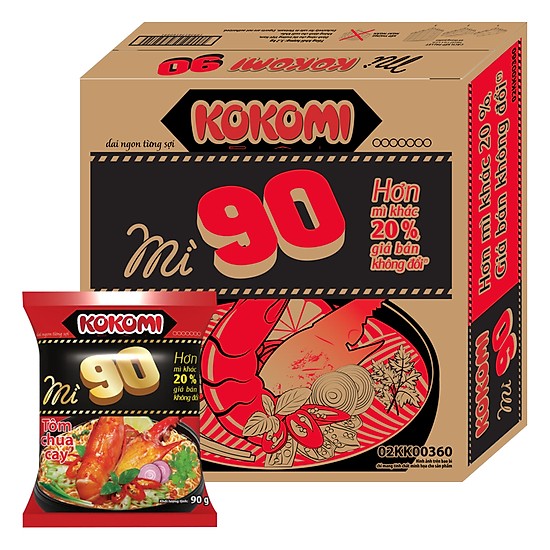 Mì tôm chua cay Kokomi thùng 30 gói (90g/gói)