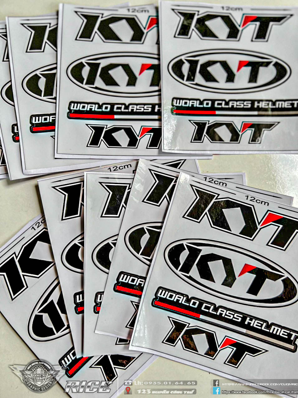 Tem Logo KYT 3 mẫu Chuẩn