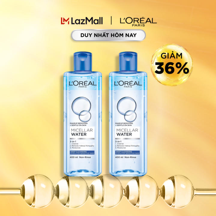 Bộ 2 nước tẩy trang đa năng 3-in-1 làm sạch sâu L’Oreal Paris Micellar Water (xanh dương đậm)