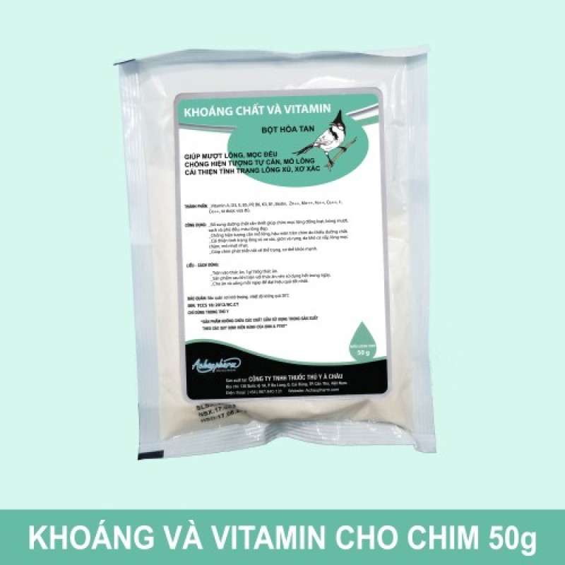Khoáng chất và Vitamin Dành Cho Chim Cảnh 50g - Cu gáy, chào mào, khướu, vẹt, chích chòe, họa mi, săn mồi, chìa vôi, bồ câu - Mượt lông, mọc đều, chống rỉa lông