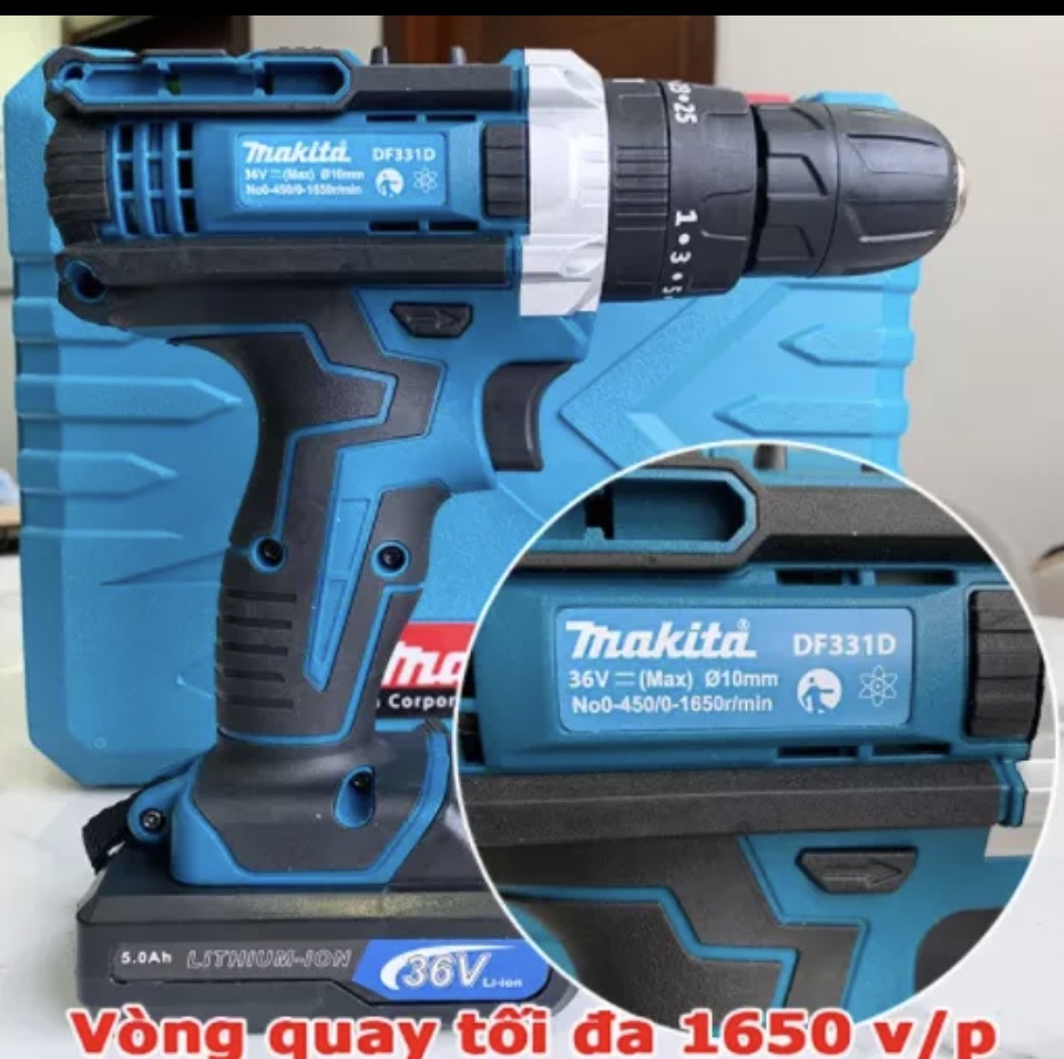 Máy khoan pin có BÚA makita 36v. (kèm 2pin và nhiều phụ kiện)