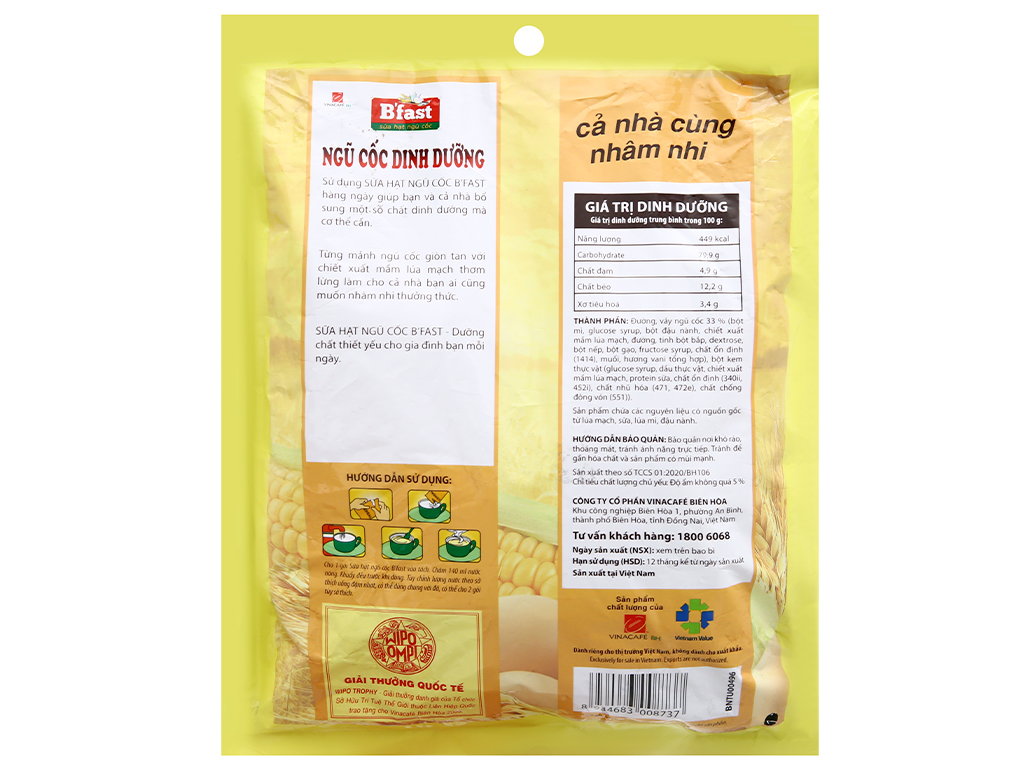Ngũ Cốc Dinh Dưỡng VinaCafé B'fast Bịch 500g