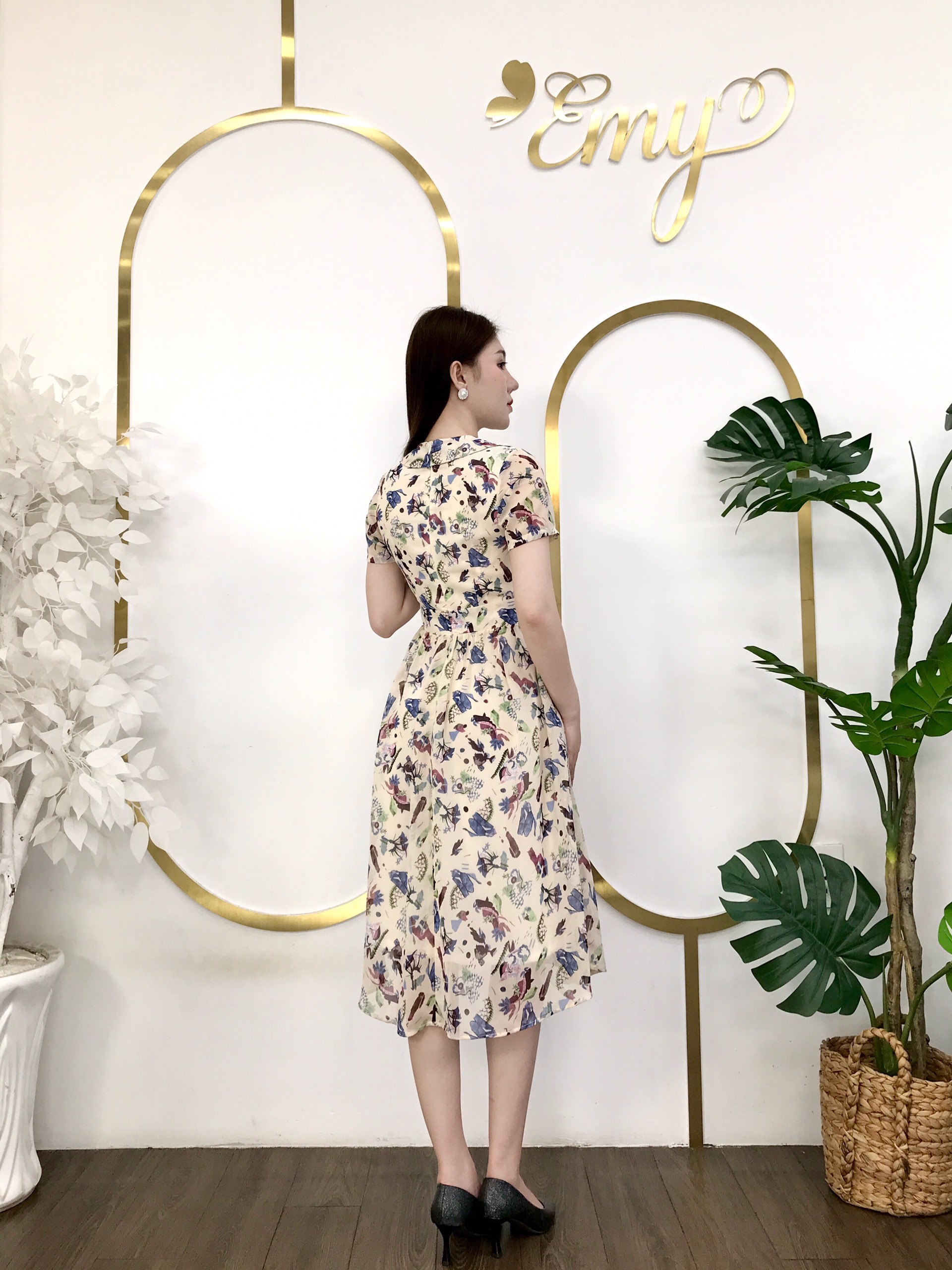 Đầm EM9160 Xòe Cổ Sơ Mi Có Túi EMY