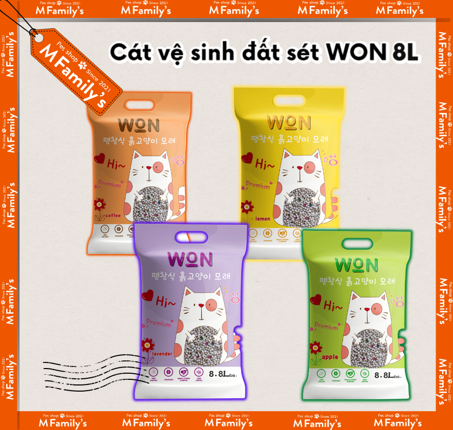 Cát vệ sinh đất sét cho mèo Won 8L