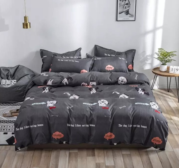 Bộ ga và 2 vỏ gối Cotton Poly Mẫu ''EO VỲ'' NÂU