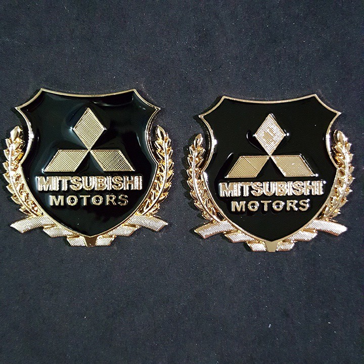 Bộ 2 Logo dạng Bông lúa theo xe Mitsubishi